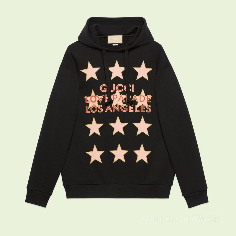 平纹针织棉卫衣 黑色