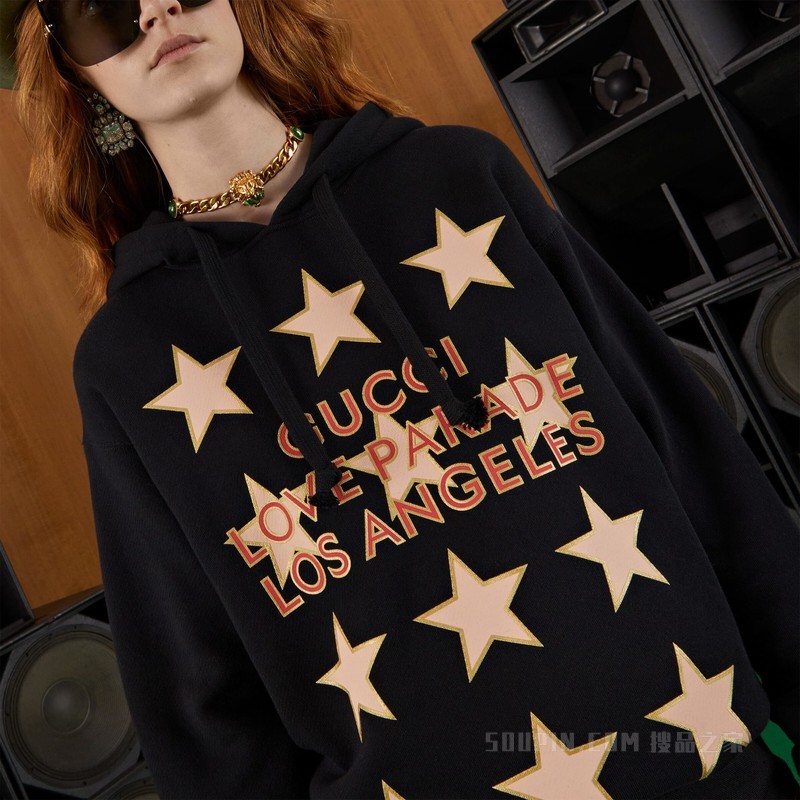 平纹针织棉卫衣 黑色