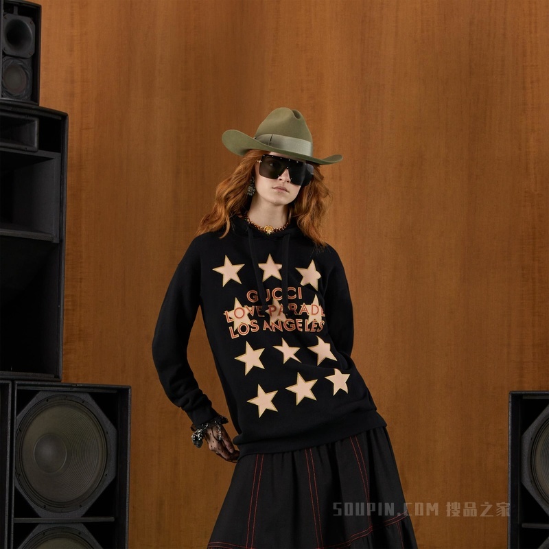 平纹针织棉卫衣 黑色