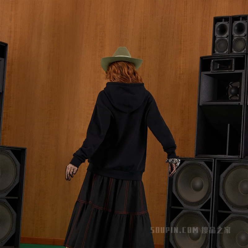 平纹针织棉卫衣 黑色