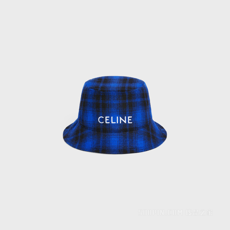 CELINE格纹法兰绒渔夫帽 26761