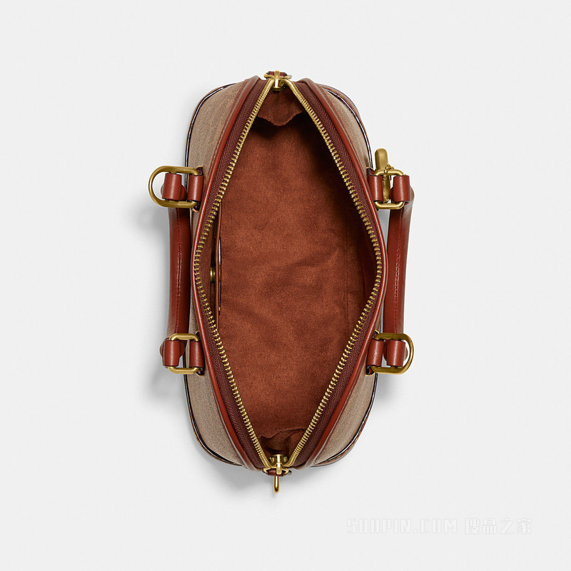 经典标志帆布REVEL手袋 棕黄色锈色