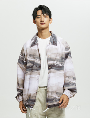 【简约系列】Calvin Klein 22早秋男女情侣中性水墨满印单夹克40JM505