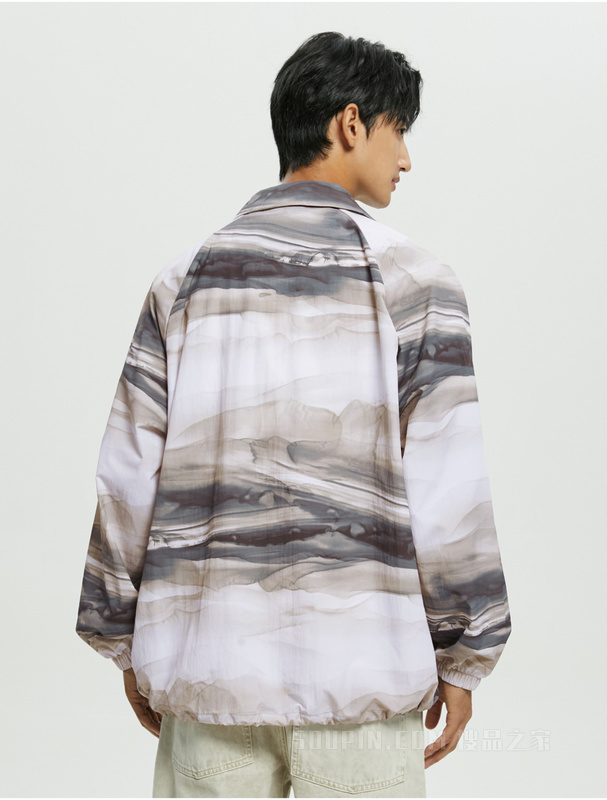 【简约系列】Calvin Klein 22早秋男女情侣中性水墨满印单夹克40JM505