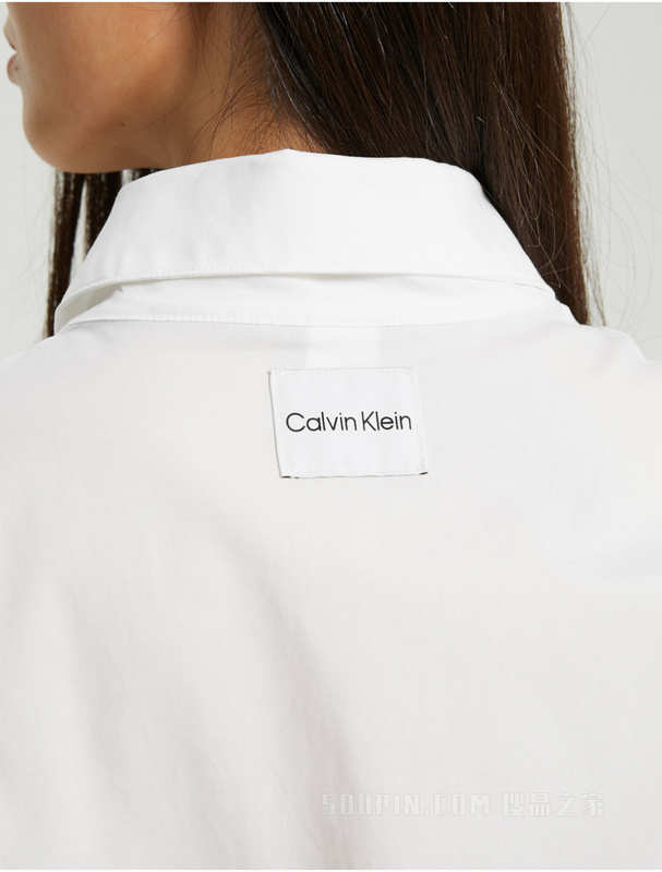 Calvin Klein 22早秋新款女士时尚LOGO布标透气翻领宽松长袖睡衣QS6891