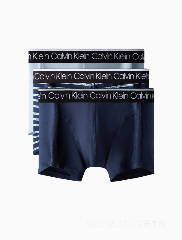 Calvin Klein 22早秋男三条装循环LOGO腰边棉质透气贴身平角内裤NP2421O