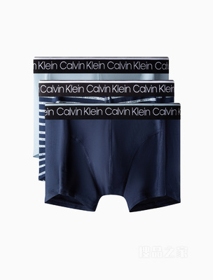 Calvin Klein 22早秋男三条装循环LOGO腰边棉质透气贴身平角内裤NP2421O