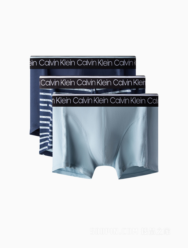 Calvin Klein 22早秋男三条装循环LOGO腰边棉质透气贴身平角内裤NP2421O