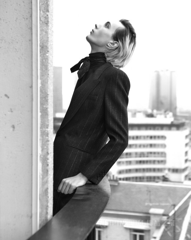 细条纹羊毛阔腿长裤