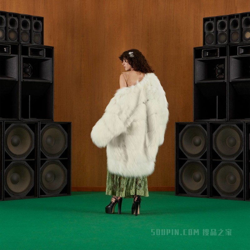 花卉蕾丝连衣裙 淡绿色