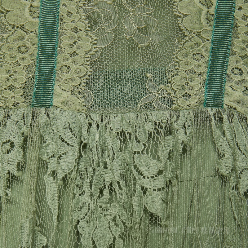 花卉蕾丝连衣裙 淡绿色