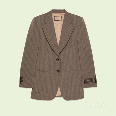 人字纹羊毛夹克 棕色