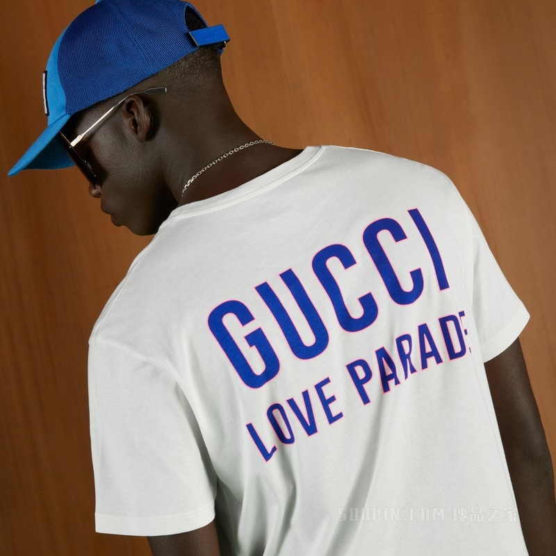 “Gucci Love Parade”针织棉T恤 象牙白色