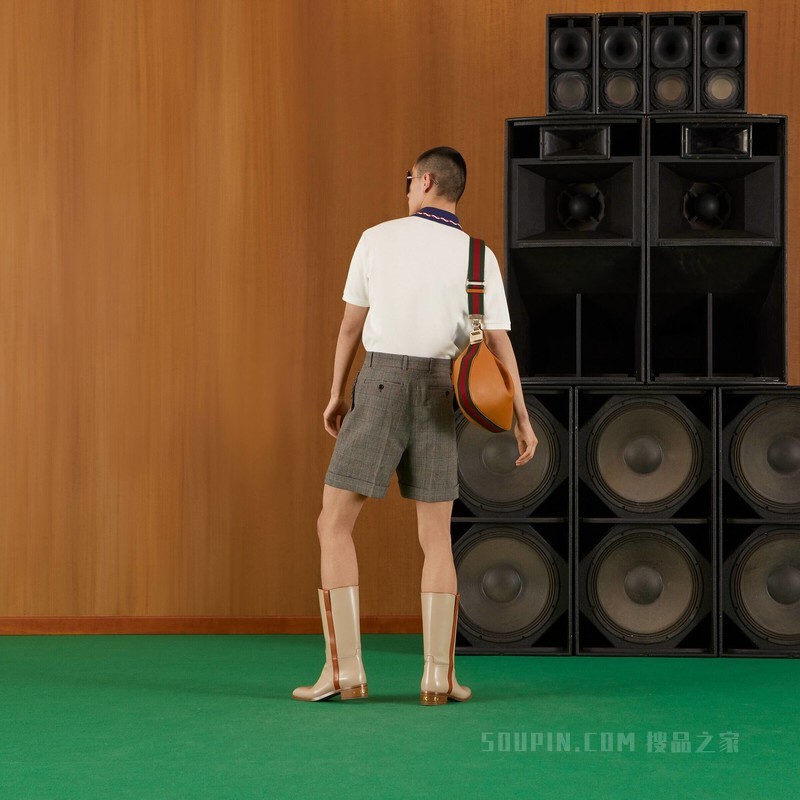 格纹羊毛短裤 黑色和棕色