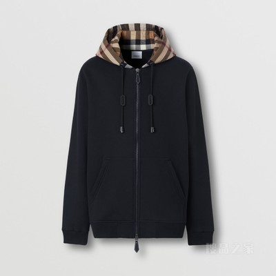 Check Hood Cotton Hooded Top (Black/archive Beige) - 男士