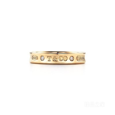 Tiffany 1837® 系列 18K 黄金镶钻窄式戒指