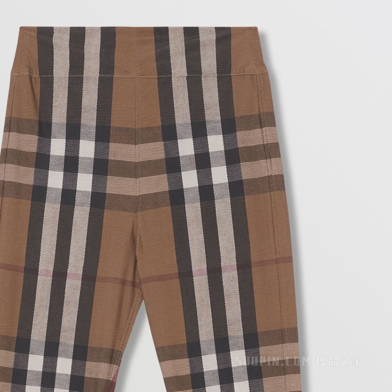格纹弹力平织紧身裤 (桦木棕) - 女士