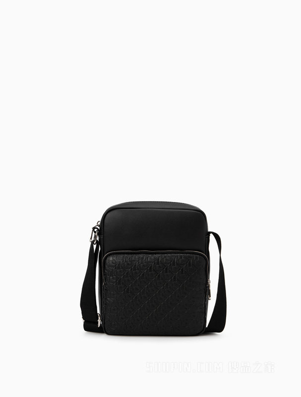 Calvin Klein 男士时尚浮雕LOGO压纹可调节肩带单肩斜挎包HH2464