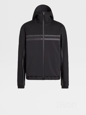 黑色 Techmerino™ 羊毛 3 层连帽衫