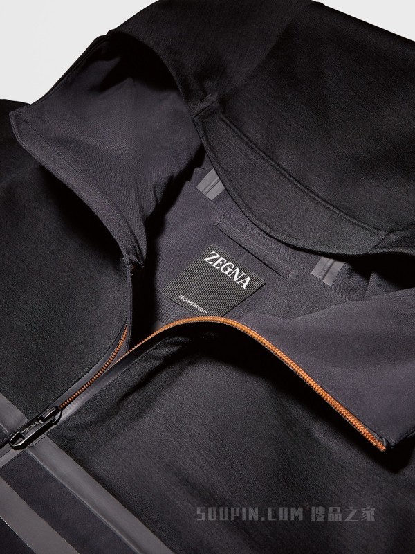 黑色 Techmerino™ 羊毛 3 层连帽衫