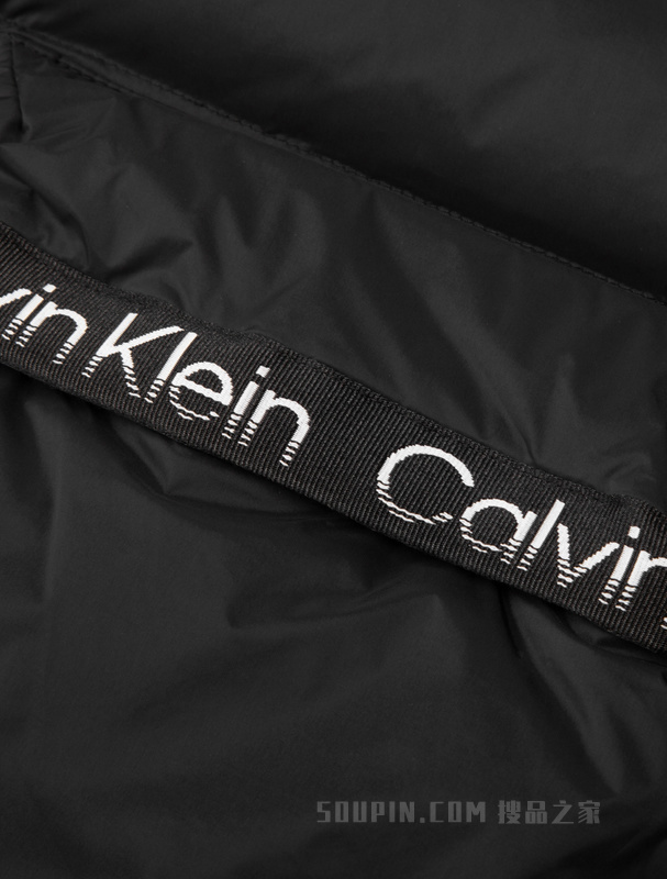 Calvin Klein 22早秋新款男士LOGO织带绗缝轻暖连帽羽绒背心4MF2O523