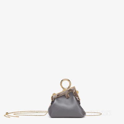 Fendi First吊饰Nano版 深灰色纳帕皮革吊饰