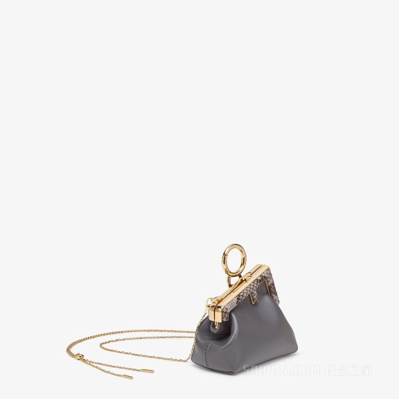 Fendi First吊饰Nano版 深灰色纳帕皮革吊饰