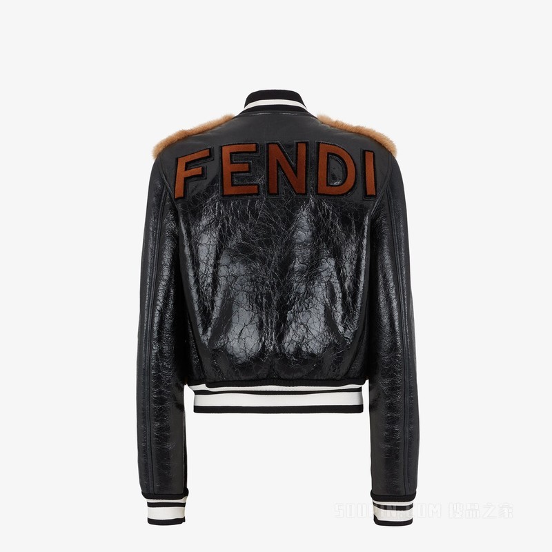 飞行员夹克 拼色貂毛和纳帕皮革夹克