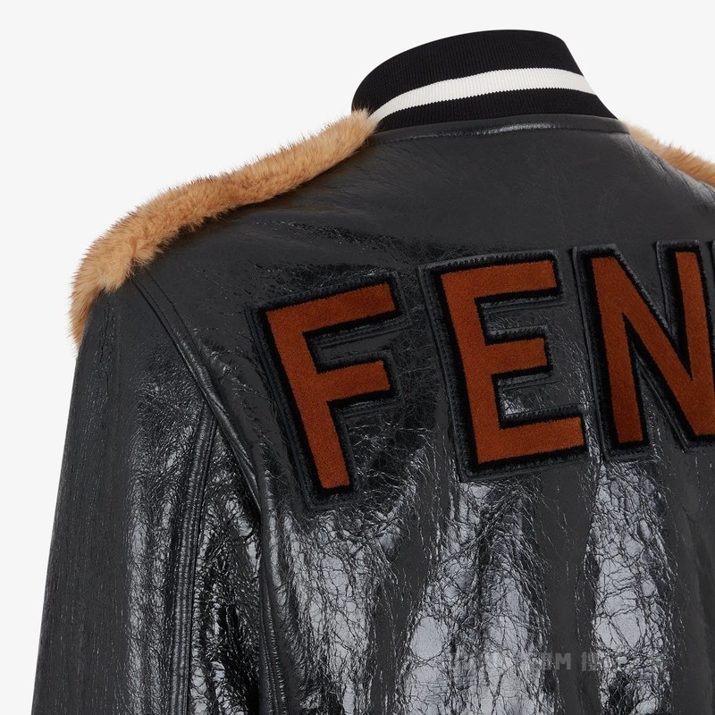 飞行员夹克 拼色貂毛和纳帕皮革夹克