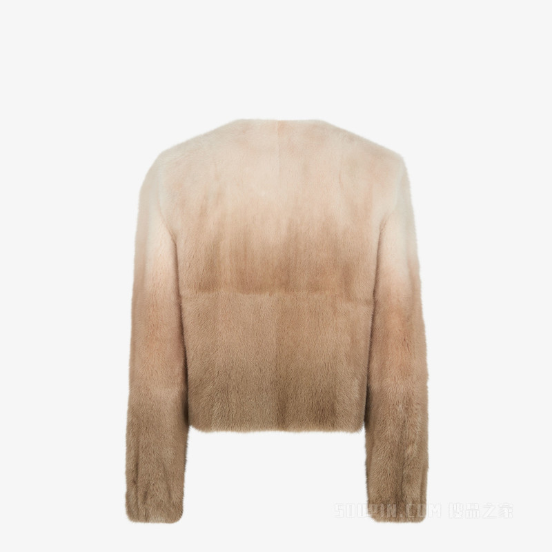 飞行员夹克 乳白色渐变色貂毛夹克