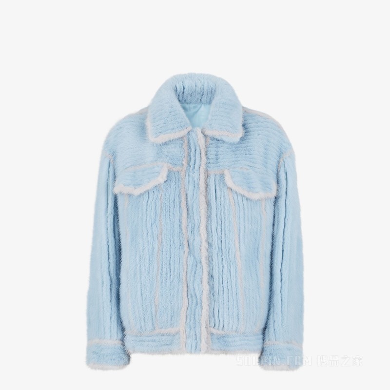 夹克 浅蓝色貂毛夹克