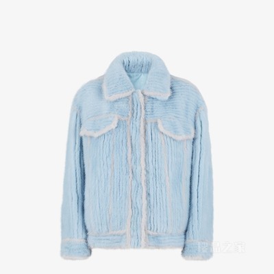 夹克 浅蓝色貂毛夹克