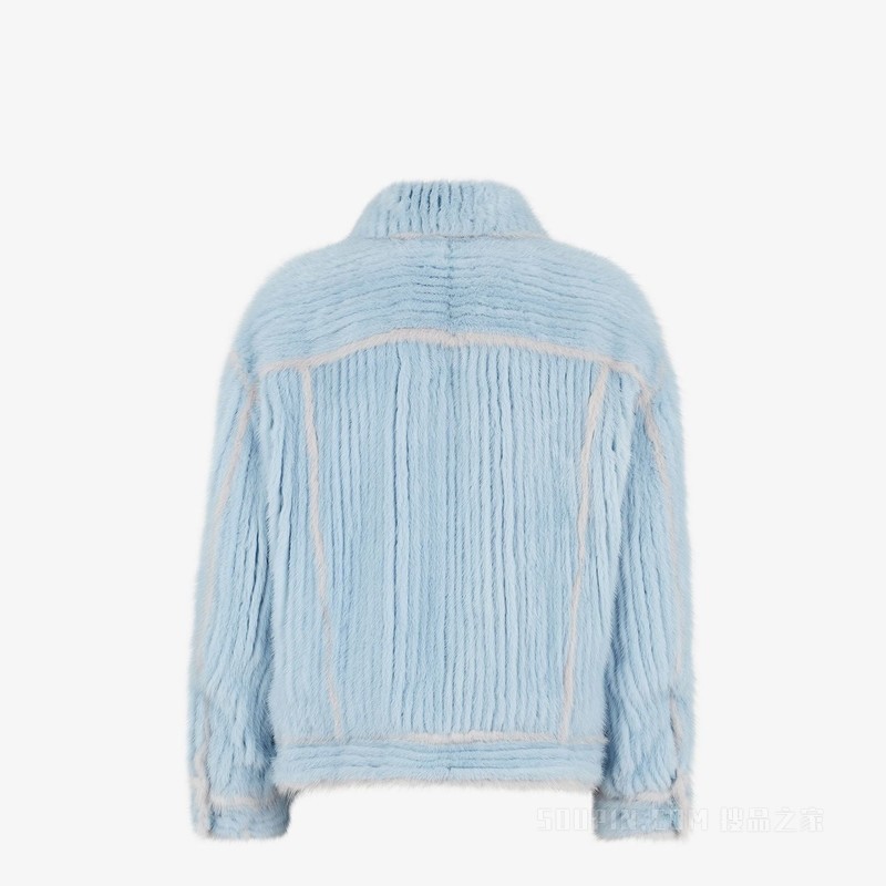 夹克 浅蓝色貂毛夹克