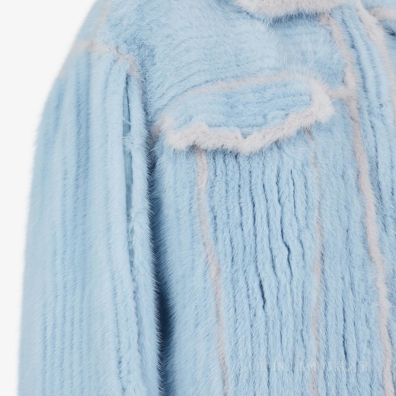 夹克 浅蓝色貂毛夹克