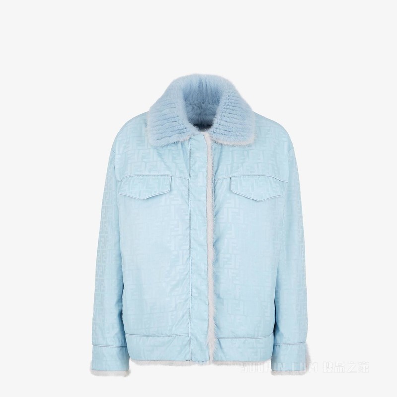 夹克 浅蓝色貂毛夹克