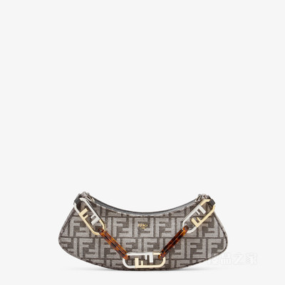 Fendi O'Lock Swing 深灰色织锦布料手拿包