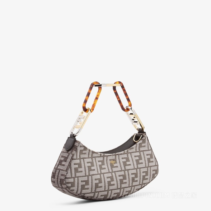 Fendi O'Lock Swing 深灰色织锦布料手拿包