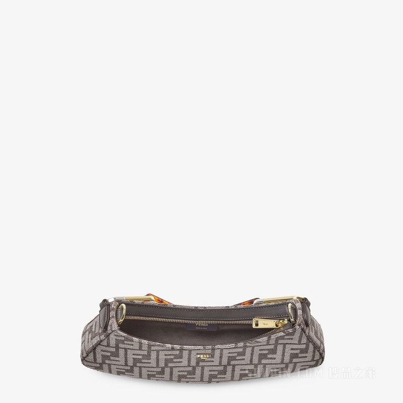 Fendi O'Lock Swing 深灰色织锦布料手拿包