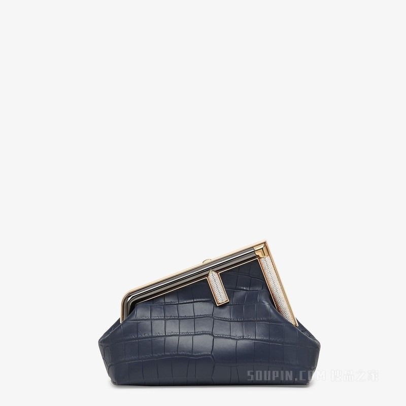 Fendi First小号手袋 深蓝色鳄鱼皮手袋