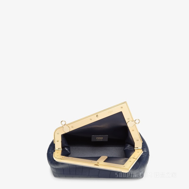 Fendi First小号手袋 深蓝色鳄鱼皮手袋