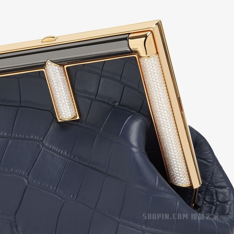 Fendi First小号手袋 深蓝色鳄鱼皮手袋
