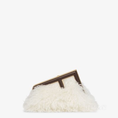 Fendi First小号手袋 白色马海毛羊毛手袋