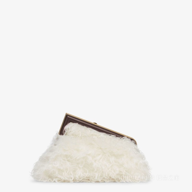 Fendi First小号手袋 白色马海毛羊毛手袋
