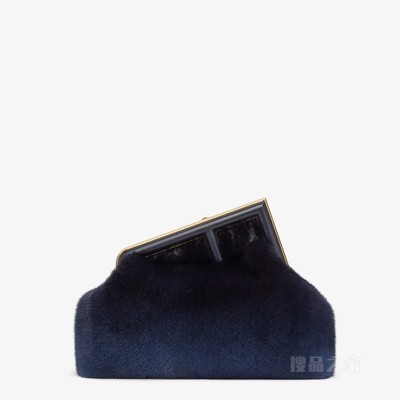 Fendi First中号手袋 深蓝色貂毛手袋