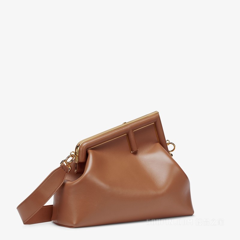 Fendi First中号手袋 棕色皮革手袋