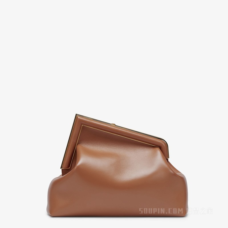 Fendi First中号手袋 棕色皮革手袋