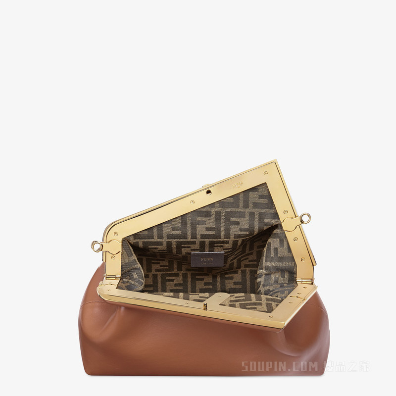 Fendi First中号手袋 棕色皮革手袋