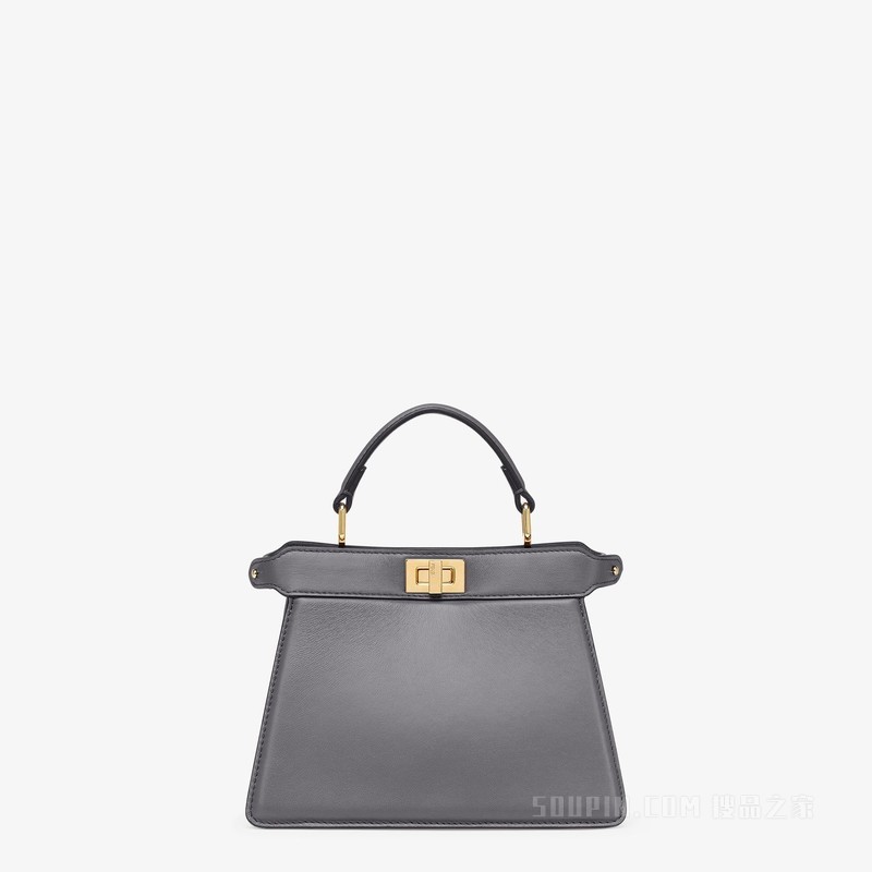 Peekaboo ISeeU Petite 深灰色带夹层纳帕皮革手袋