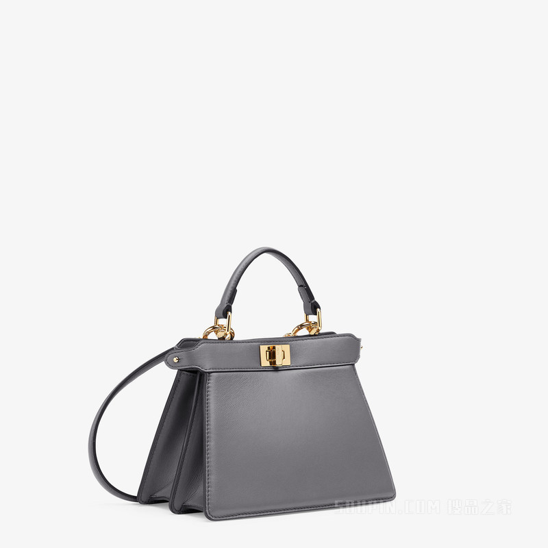 Peekaboo ISeeU Petite 深灰色带夹层纳帕皮革手袋