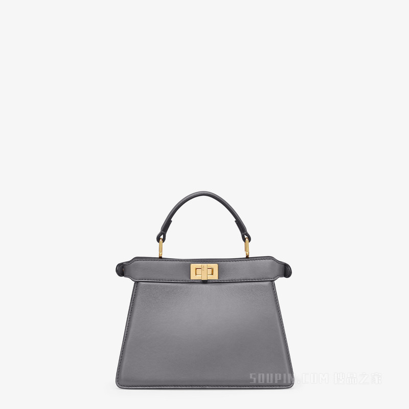 Peekaboo ISeeU Petite 深灰色带夹层纳帕皮革手袋